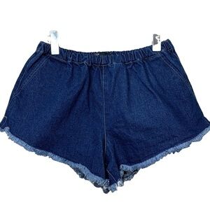 BBJ Los Angeles Funky  Cutoff Blue Jeans Short Hi Waist Raw Hem Denim Sz 30